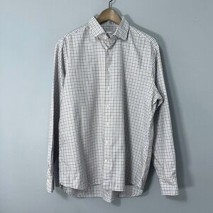 Stenstroms Shirt Men 17 43 Fitted Body Blue Brown Check